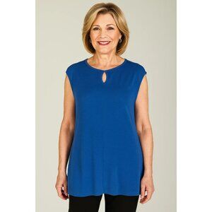 Chico's Travelers size 0 Small Sleeveless Keyhole Royal Blue Top